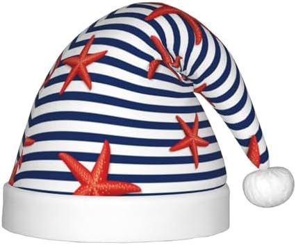 Navy Blue Stripe Santa Hat for Kids Christmas Party Wear