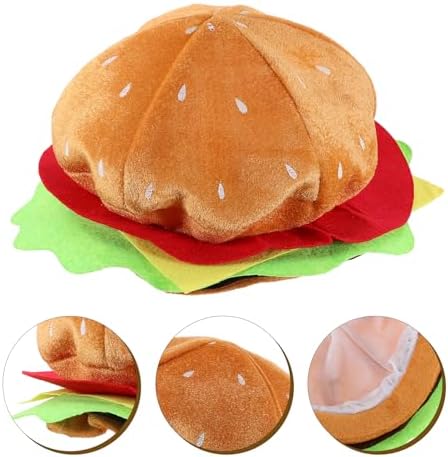 LOGOFUN 2pcs Plush Burger Hat Cartoon Costume Prop