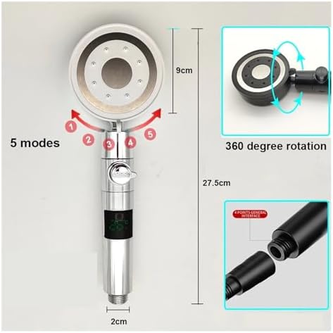 NATTCO Handheld Showerhead 5 Modes Key Stop Pressure Saving Filter