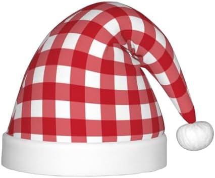 Red Checkboard Santa Hat for Kids Christmas Party