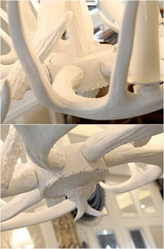 White Resin Antler Chandelier with 9 Lights and 18 Arms