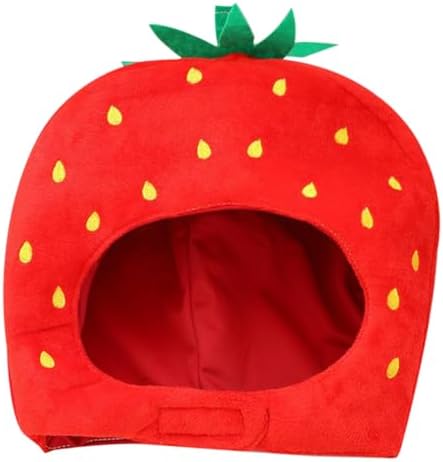LOGOFUN Plush Strawberry Head Cap Photo Prop for Cosplay Party