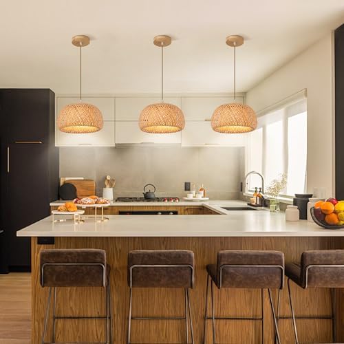 Rattan Chandelier Light Fixture for Bedroom and Dining Room