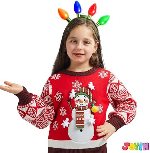 JOYIN LED Flashing Headband with 4 Colorful Lights for Christmas Party Favors