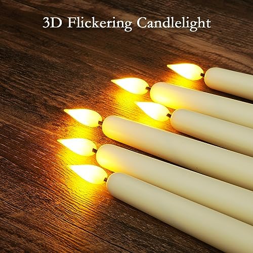 Homemory 24 Pcs Battery Operated Flameless Taper Candles with Remote Timer Dimmer