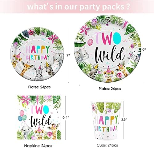 Two Wild Birthday Decorations Dinnerware for Girl