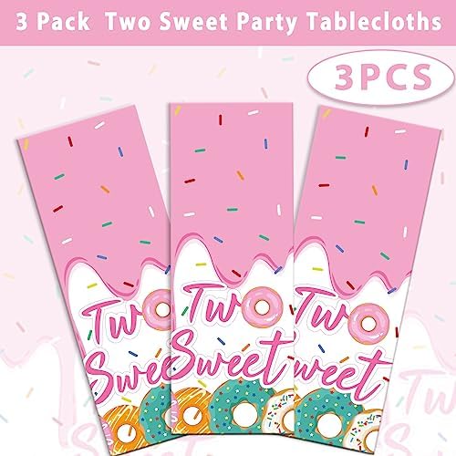 ZOIIWA 3 Pack Donut Themed Birthday Tablecloths