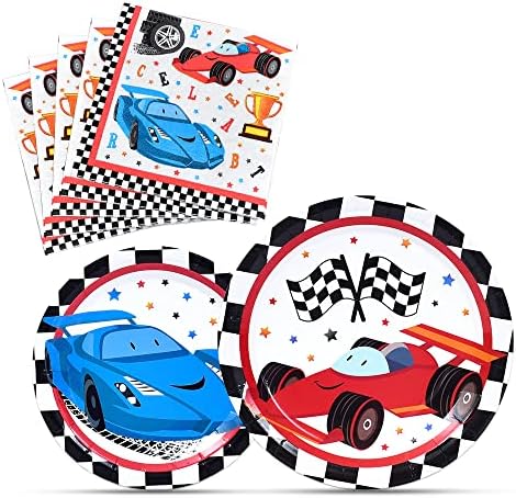 Wernnsai Race Car Party Plates Napkins Set 48PCS