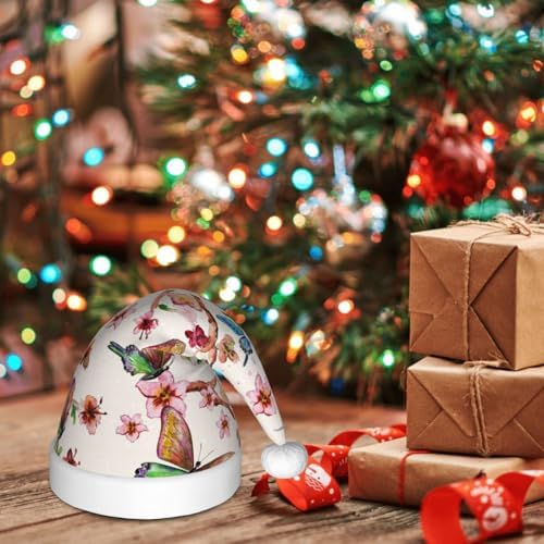 Watercolor Floral Santa Hat for Kids Christmas Party Decorations