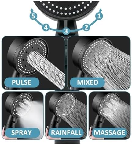 NATTCO 5 Mode Adjustable High Pressure Handheld Showerhead