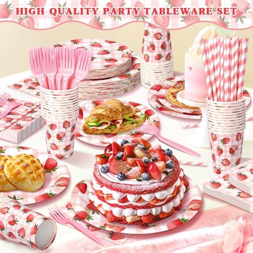 144 Pcs Strawberry Themed Party Tableware Set