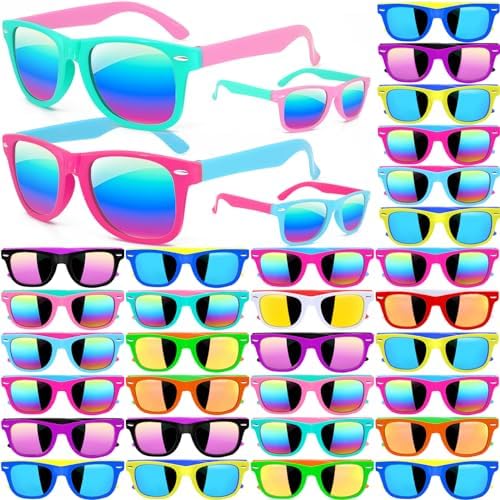 48 Pack Kids Sunglasses Party Favors Neon Bulk for Boys Girls Summer Beach Pool Birthday Supplies