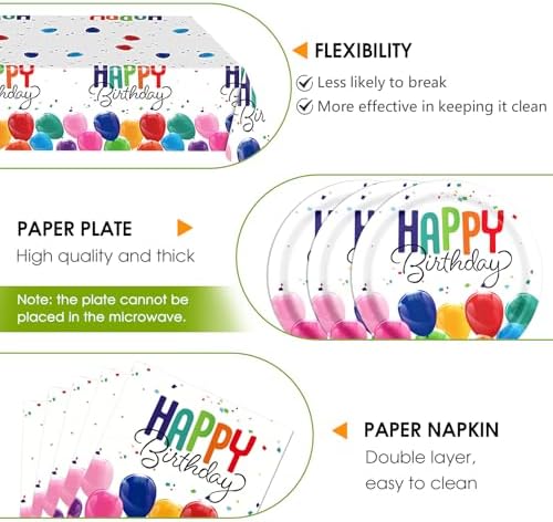 41PCS Happy Birthday Decorations with Confetti Balloon and Tablecloth Set