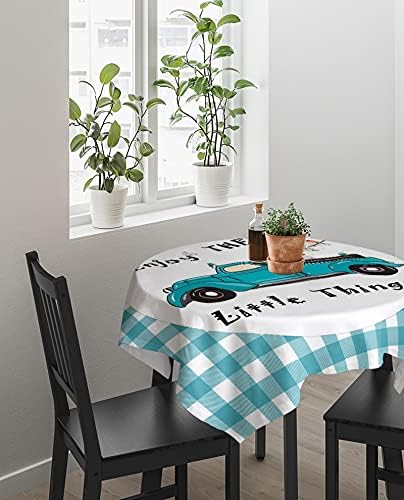 Square Tablecloth Waterproof Stainproof Retro Farm Blue
