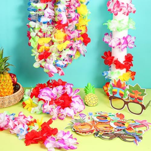 Blosssound 88 Pcs Hawaiian Lei Party Decor Set