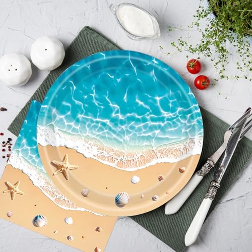 40Pcs Beach Plates and Napkins Party Set
