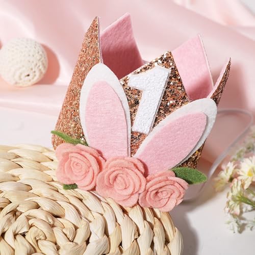 Some Bunny 1st Birthday Floral Crown Hat for Girls