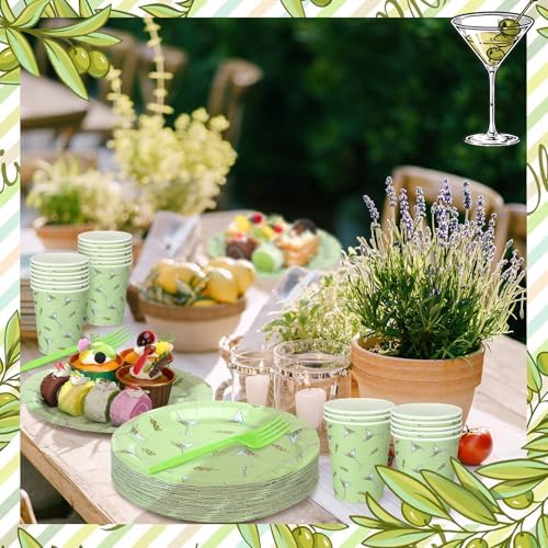 Zhehao 96 Pcs Martini Party Plates Cups Forks Set