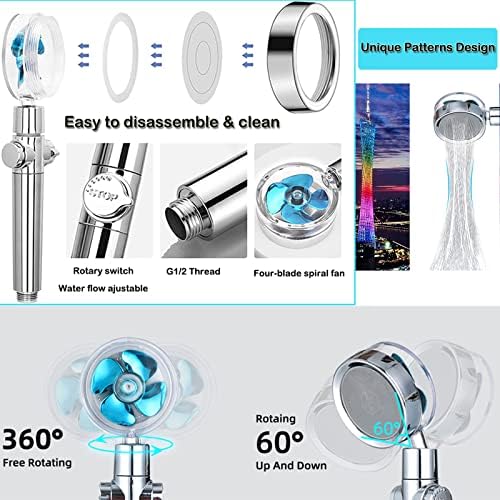 Vphom Hydro Jet High Pressure Handheld Shower Head Turbo Fan Kit