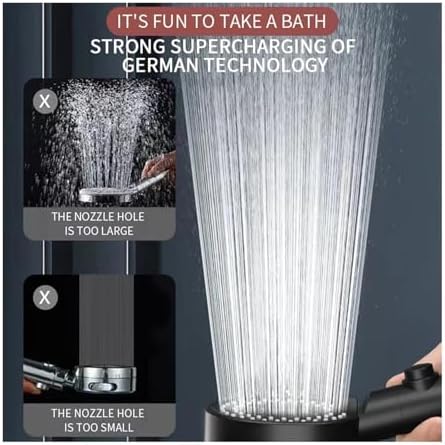 NATTCO High Pressure Handheld Shower Head with Detachable Hose and 6 Spray Nozzles
