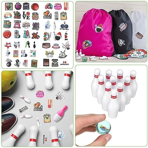 Deekin Bowling Party Favors 12 Pcs Keychain Pens Mini Set Stickers