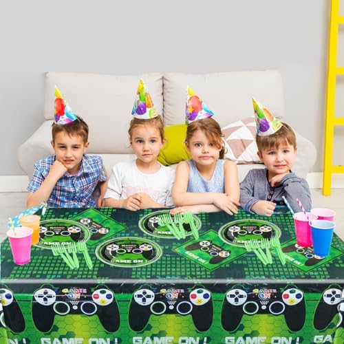 Video Game Party Tableware Set 20 Plates 1 Table Cover 20 Napkins