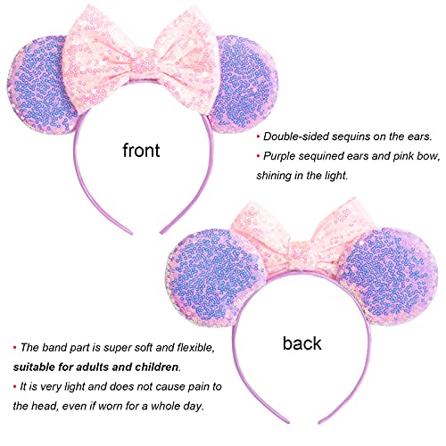 Chuangqi Sparkly Bow Headband with Glitter Ears