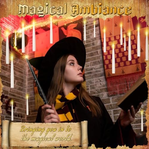 20PCS Floating Candles with Wand Remote Control Flameless LED Halloween Decorations for Home Party Use