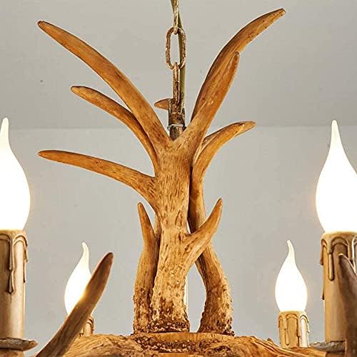 Rustic Resin Antlers Chandelier with E14 Bulbs