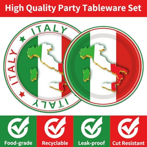 96 Pcs Italian Party Decorations Plates Napkins Set
