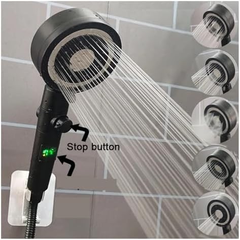 NATTCO Handheld Showerhead 5 Modes Key Stop Pressure Saving Filter