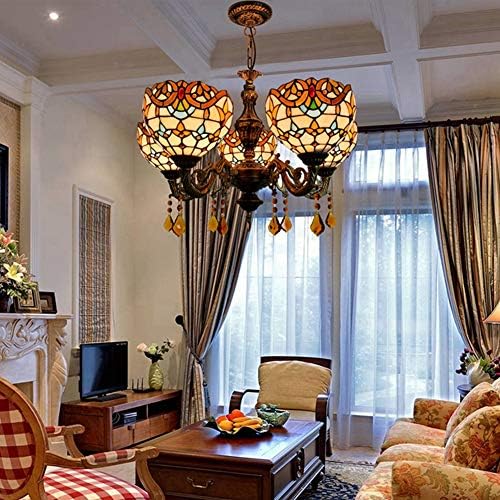 24 Inch 5 Head Crystal Chandelier for Dining Room Bar Cafe