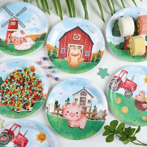 60Pcs Farm Animal Plates 7 Birthday Party Supplies