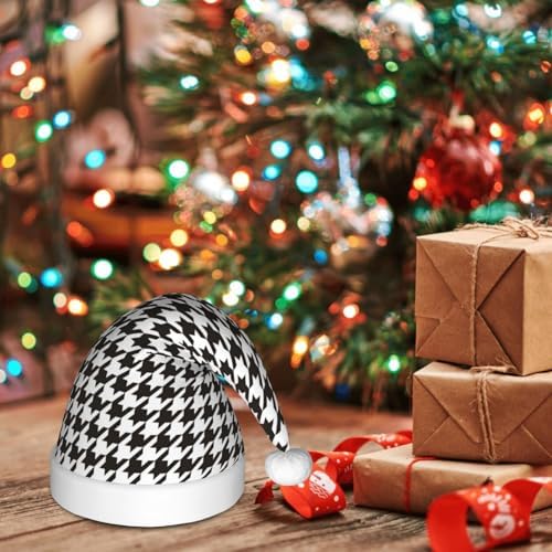 Classic Houndstooth Santa Hat for Kids
