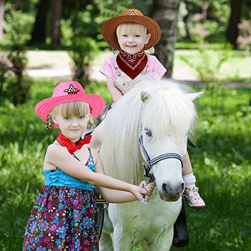 Yahenda 48 Piece Cowboy Hats Set with Colorful Bandanas