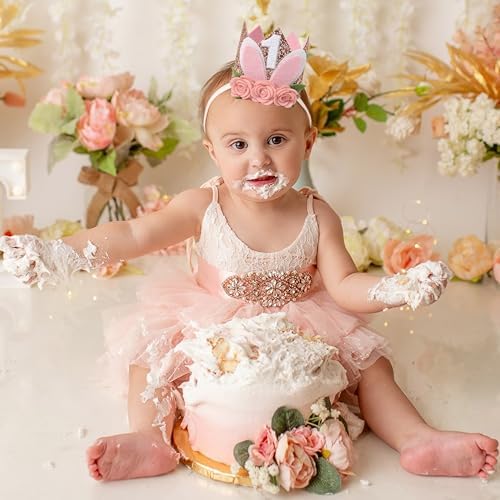 Some Bunny 1st Birthday Floral Crown Hat for Girls