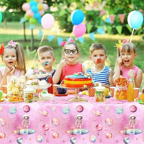 Letromp Outer Space Girls Birthday Tablecloth 54x108