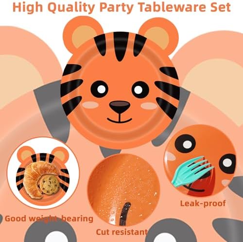 60PCS Jungle Animal Shaped Paper Plates for Birthday Baby Shower Safari Themes