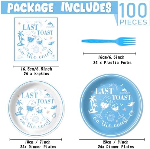 Coastal Bachelorette Party Tableware Set 100Pcs for 25 Guests