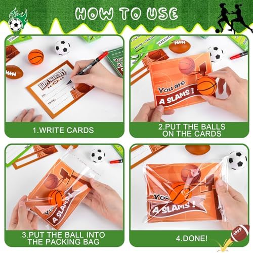 36 Set Valentine Cards with Stress Balls and Clear Pockets