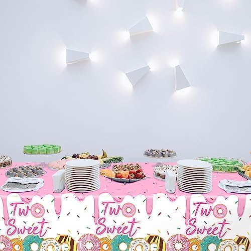 ZOIIWA 3 Pack Donut Themed Birthday Tablecloths