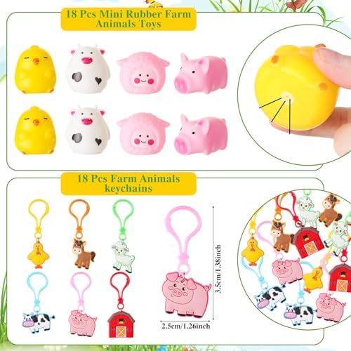 Threan 224 Pcs Farm Animals Party Favors Set