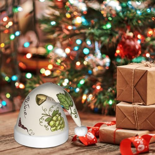 Grapes Bottles Wine Santa Hat for Kids Christmas Decor
