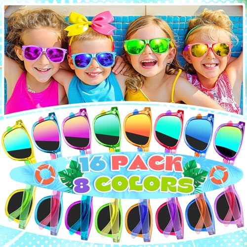 GIFTINBOX 24 Pack Kids Neon Sunglasses