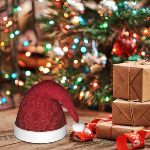 Vintage Burgundy Santa Hat for Kids Christmas Headwear