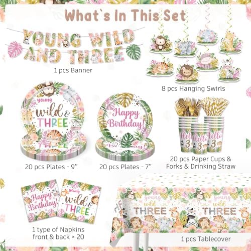 138 Piece Young Wild and Free Party Decorations Plate Set