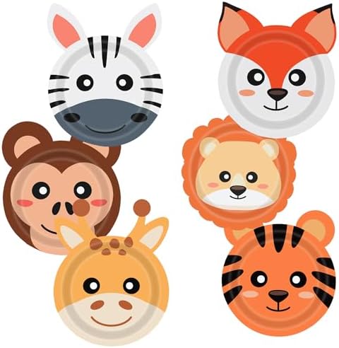 60PCS Jungle Animal Shaped Paper Plates for Birthday Baby Shower Safari Themes