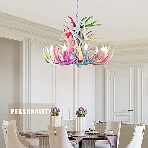 DFONCE Farmhouse Rustic Resin Antlers Chandelier