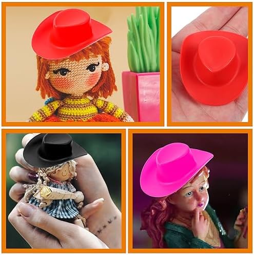 LOGOFUN 50pcs Plastic Mini Cowboy Hats for Crafts