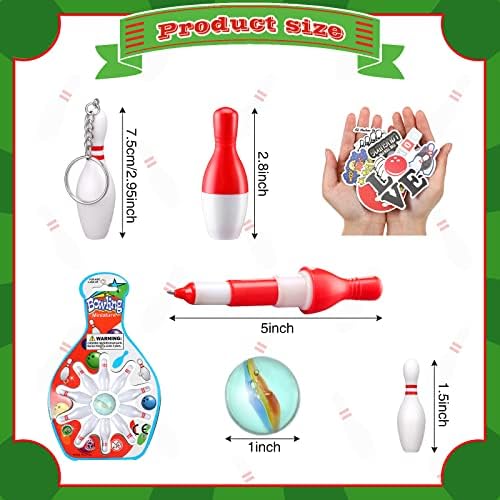 Deekin Bowling Party Favors 12 Pcs Keychain Pens Mini Set Stickers